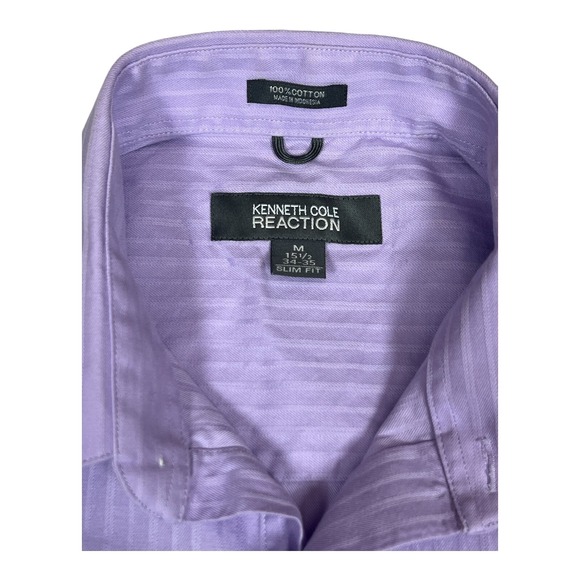Kenneth Cole Reaction Slim Fit Dress Shirt 15.5 34/35 Lavender Purple - Picture 5 of 9